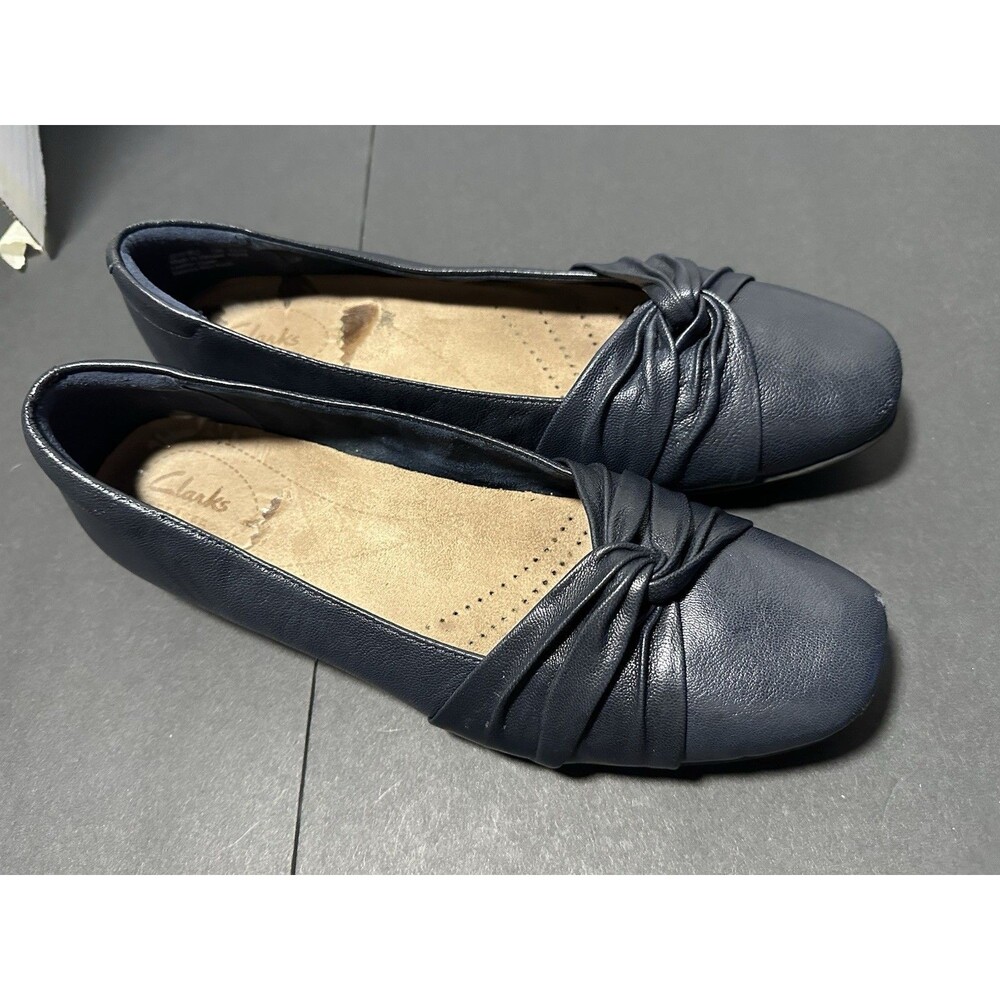 Clarks Women's Candra Gleam Ballet Flats Black Leather Size US 10